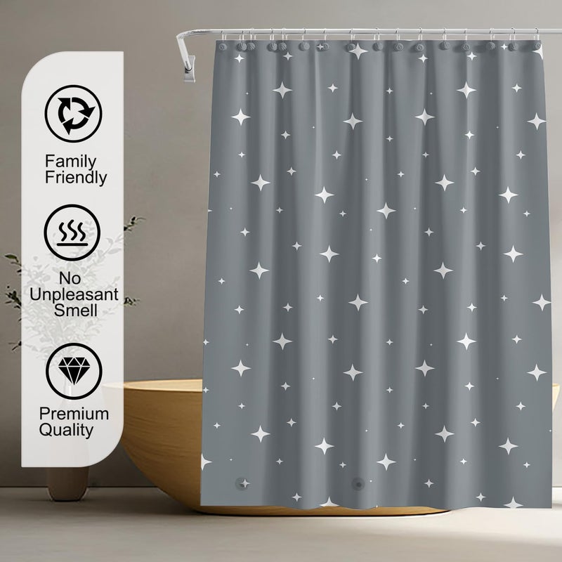 TIKABC Shower Curtain Liner, 4G PEVA Shower Liner, Plastic Waterproof Shower Curtains, with Grommet Holes and 3 Magnetic Weights(Dreamy Grey) - Image 5